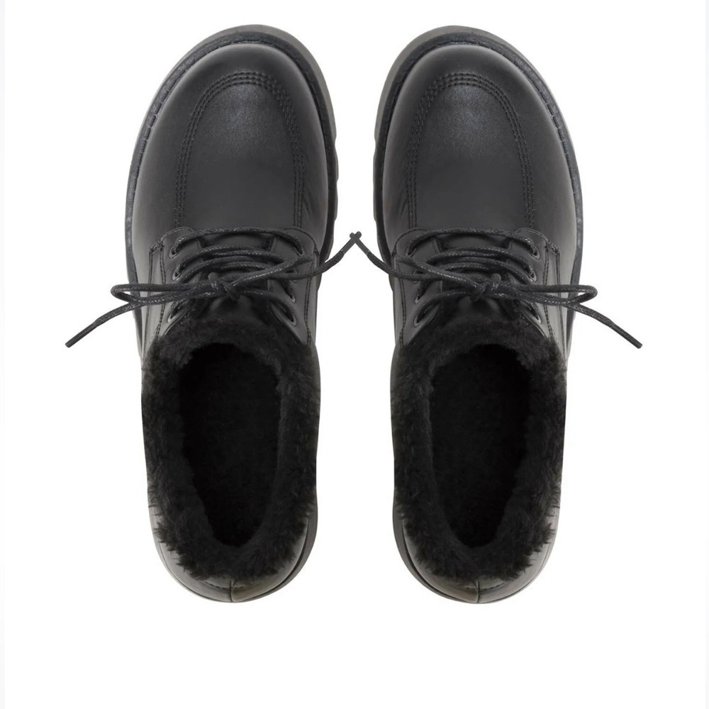 Womens Lace Up Boots Matte Rubber Wedge Sole Faux Fur Lined Waterpoof size 8.5